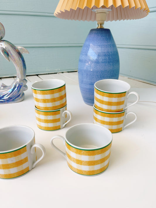 1996 Gingham Yellow Coffee Mugs