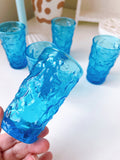 Set 5 Textured Blue Vintage Glasses