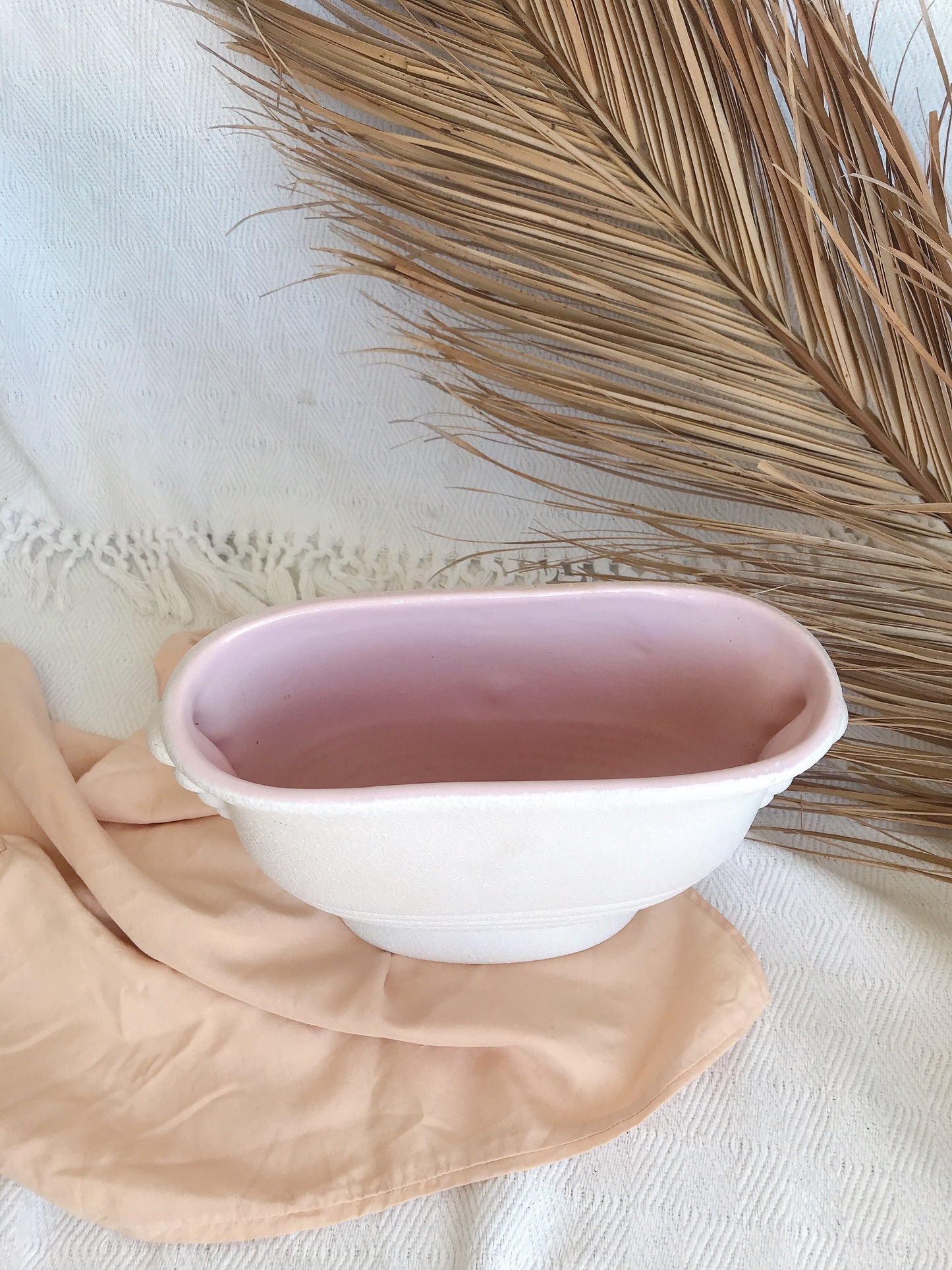 Large Vintage Art Deco Vase - Pink Inner