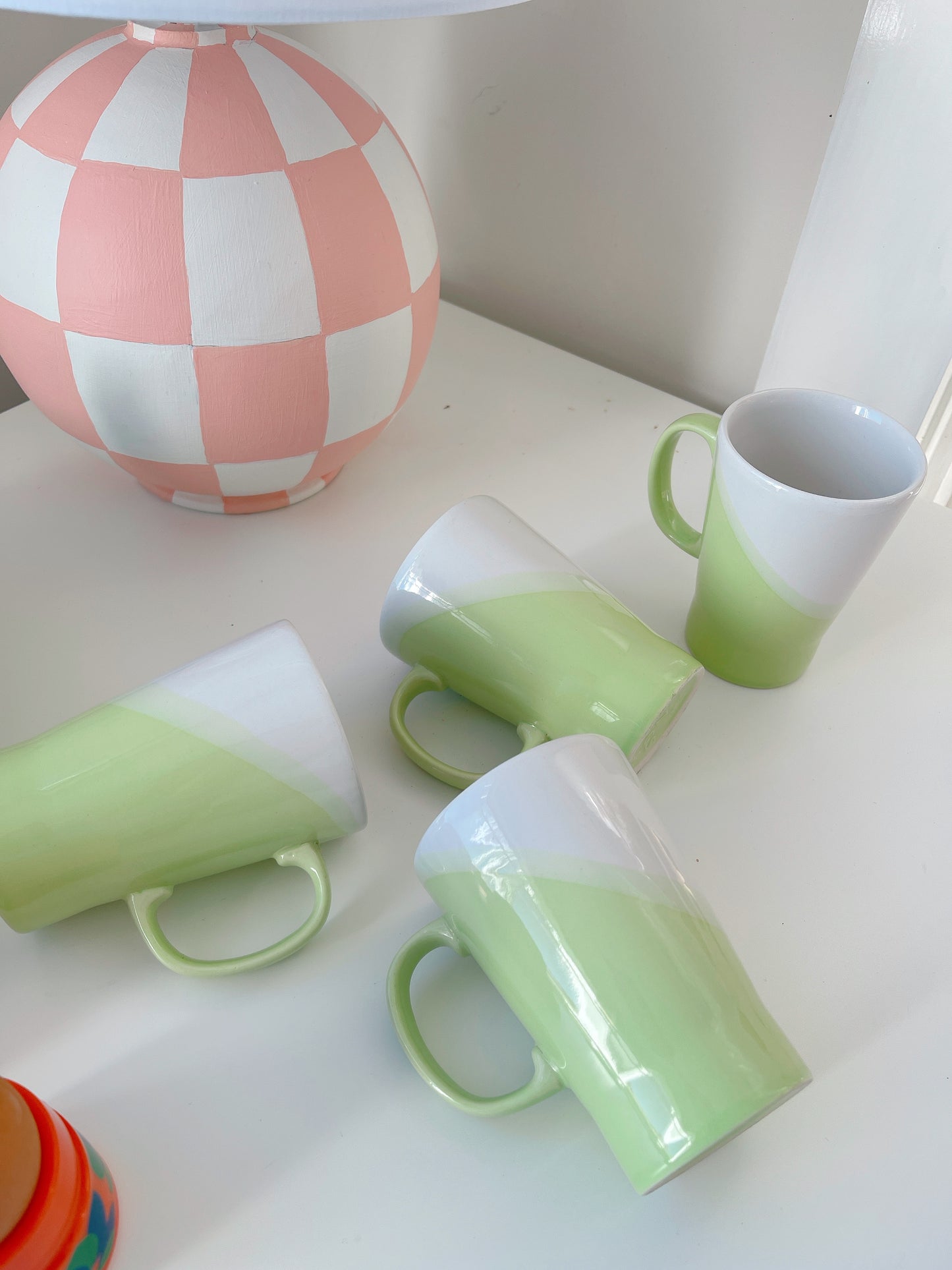 Set 4 Lime Ombré Vintage Mugs - England