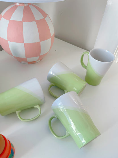 Set 4 Lime Ombré Vintage Mugs - England