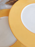 Set 6 Mikasa Yellow Rim Statement Dinner Plates