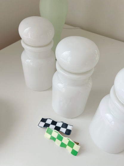 Vintage Apothecary Milk Glass Jar with Bubble Lid - Belgium