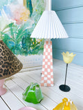 Checkerboard Handpainted Lamp & Pleated Lampshade