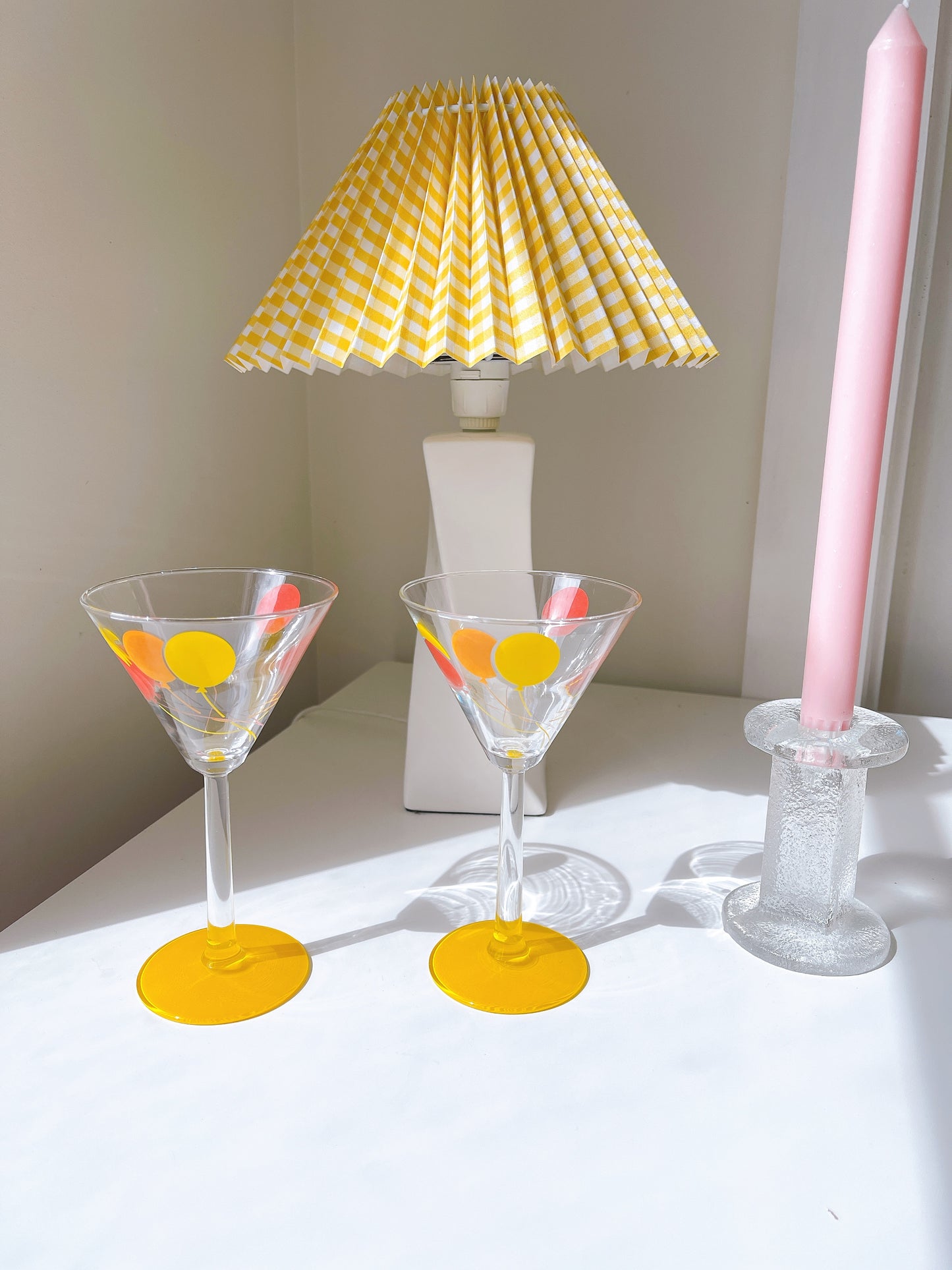 Set 2 Vintage Balloon Martini Glasses