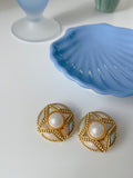 Vintage Pearl & Enamel Earrings