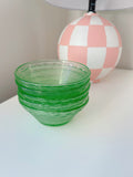 Set 5 Vintage Green Glass Bowls