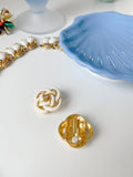 Beautiful Vintage Rope Enamel/Gold Earrings