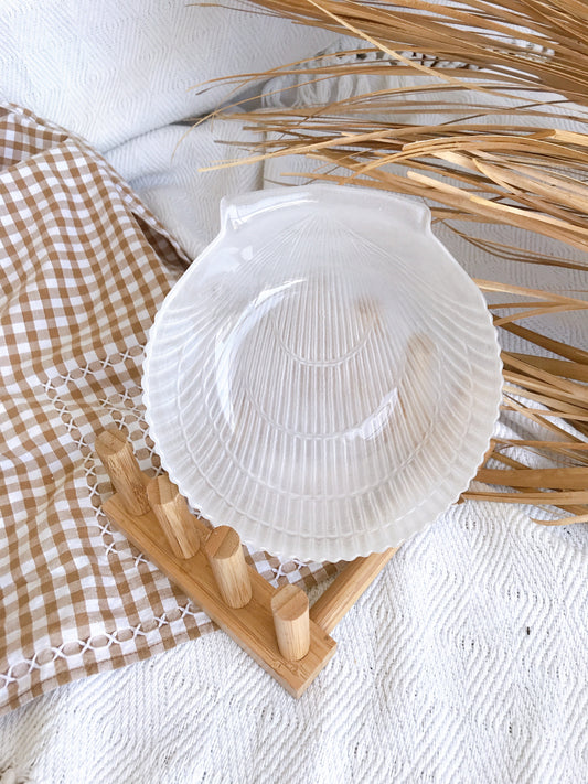 Vintage Glass Frosted Shell Dish