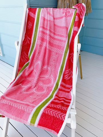 Vintage Pink/ Green Towel - 2 Availabe