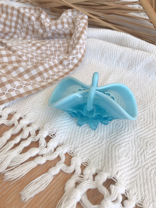 Fenton Vintage Opalescent Glass Oval Basket