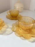 Vintage Amber Glass Cup and Saucer - Selling iIndividually
