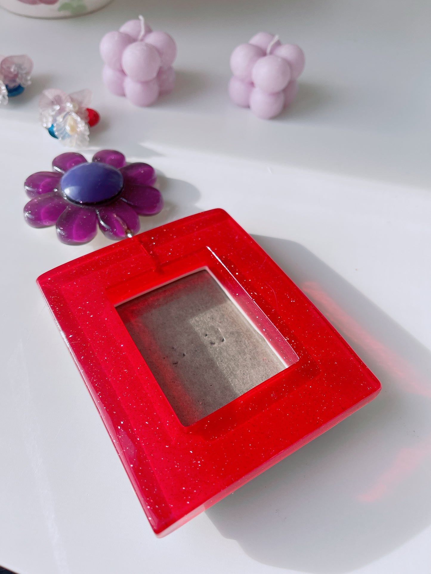 Retro Glitter Resin Flower Frame