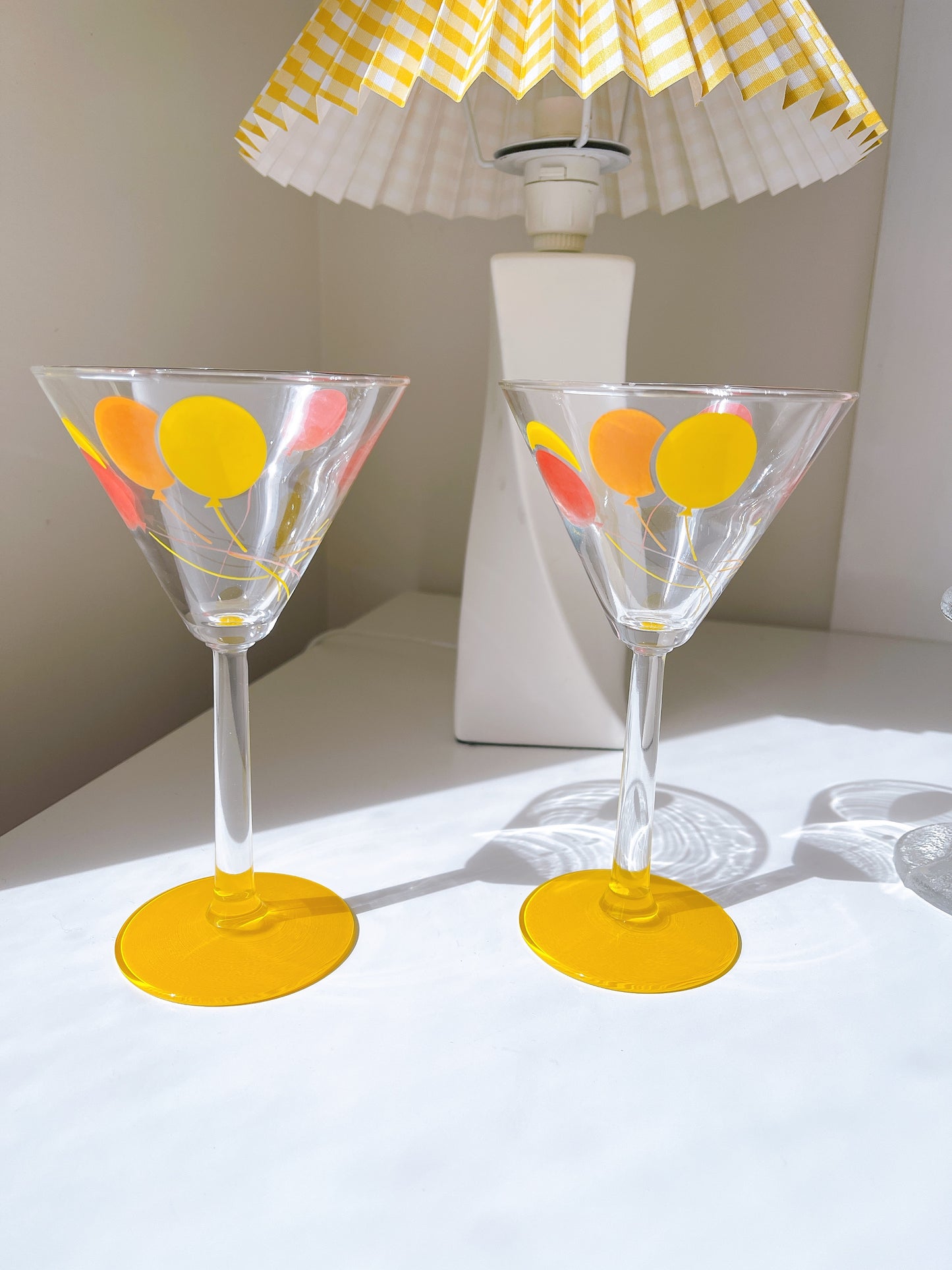 Set 2 Vintage Balloon Martini Glasses