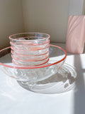 Vintage Set Glass Pink Cloud Bowls