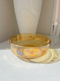 Vintage Glass Amber Floral Bowl