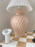 Vintage Peachy Swirl Lampbase with Pleated Lampshade